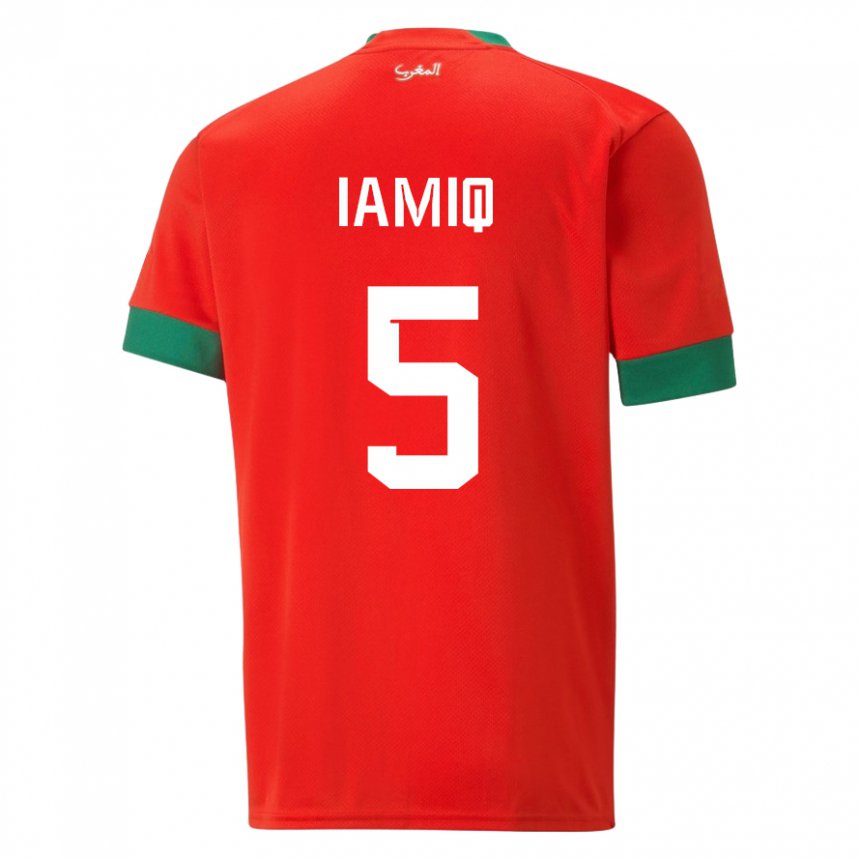 Mujer Camiseta Marruecos Jawad Iamiq #5 Rojo 1ª Equipación 22-24 La Camisa
