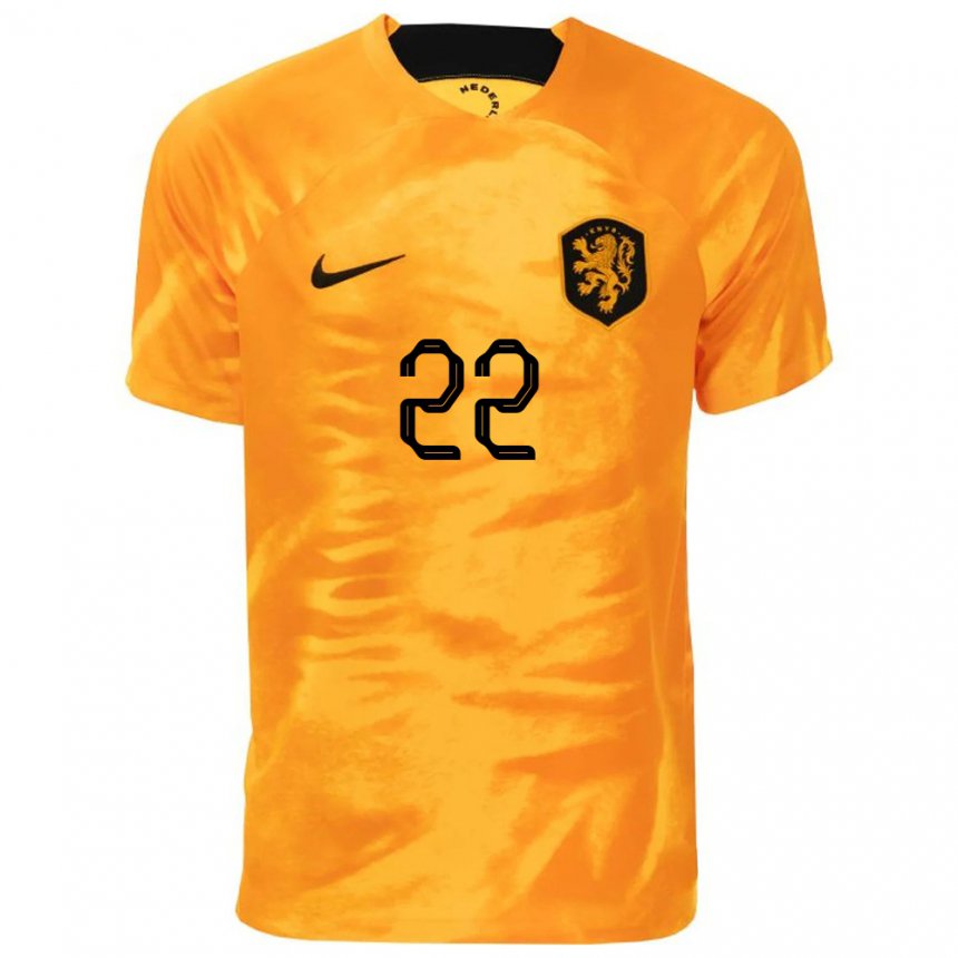 Mujer Camiseta Países Bajos Denzel Dumfries #22 Naranja Láser 1ª Equipación 22-24 La Camisa