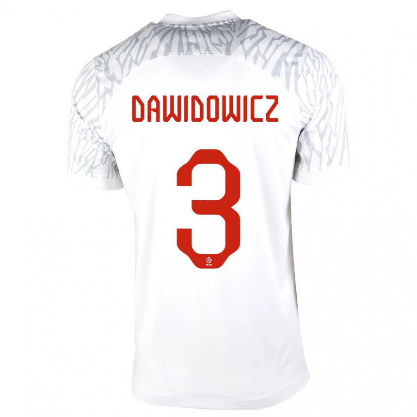 Mujer Camiseta Polonia Pawel Dawidowicz #3 Blanco 1ª Equipación 22-24 La Camisa