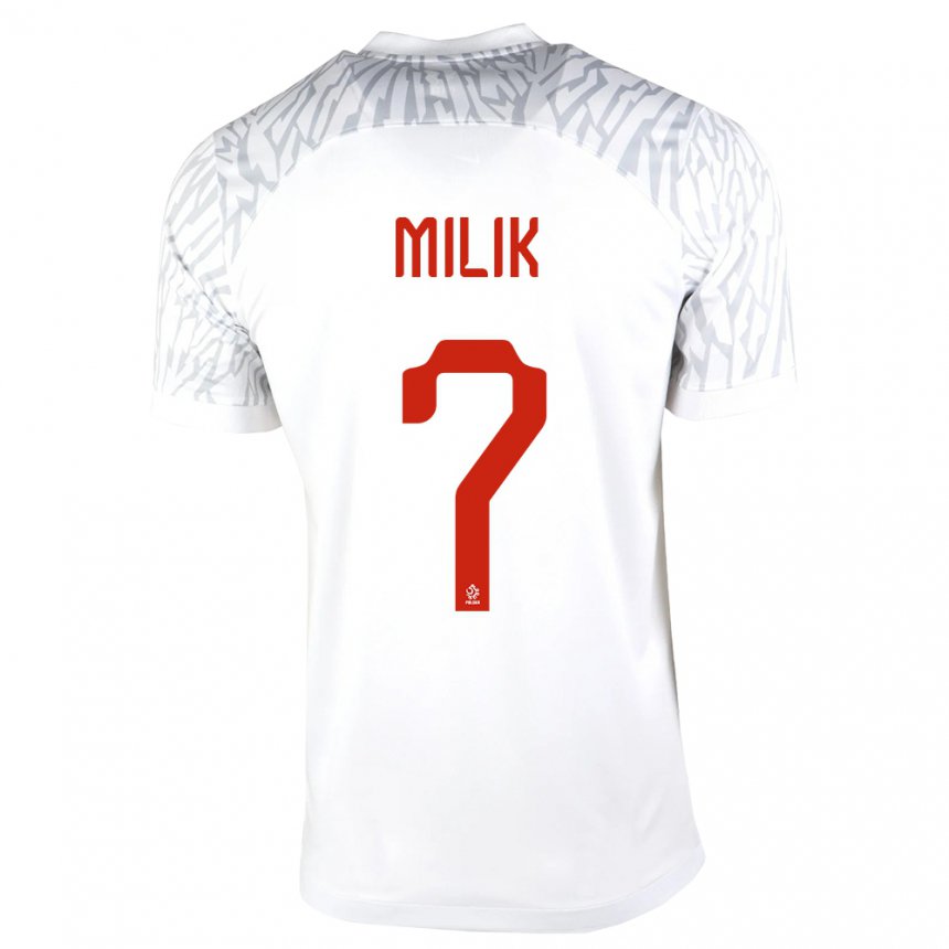 Mujer Camiseta Polonia Arkadiusz Milik #7 Blanco 1ª Equipación 22-24 La Camisa