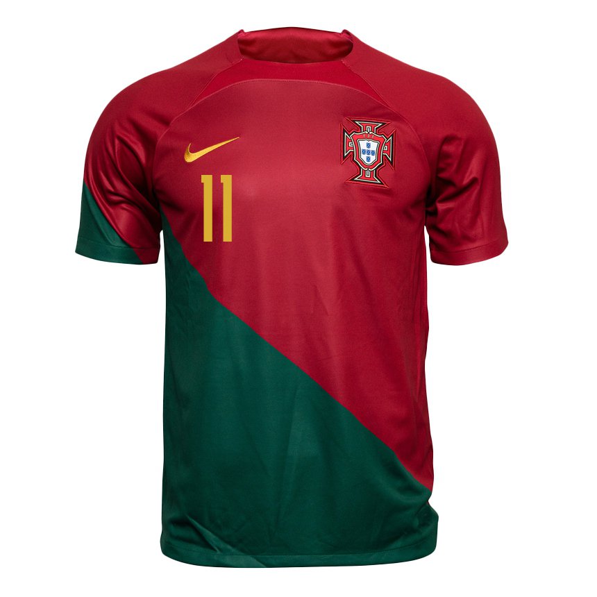 Mujer Camiseta Portugal Vitinha #11 Rojo Verde 1ª Equipación 22-24 La Camisa
