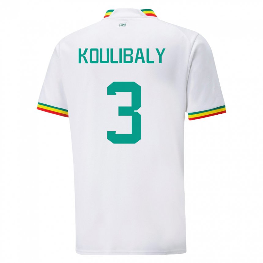 Mujer Camiseta Senegal Kalidou Koulibaly #3 Blanco 1ª Equipación 22-24 La Camisa