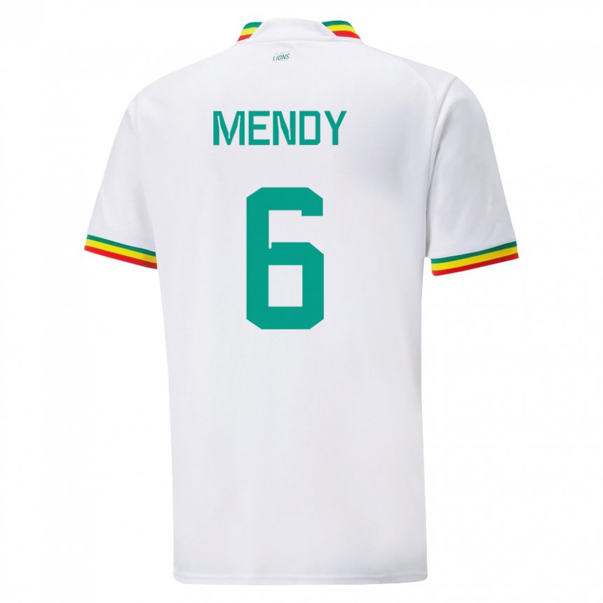 Mujer Camiseta Senegal Nampalys Mendy #6 Blanco 1ª Equipación 22-24 La Camisa