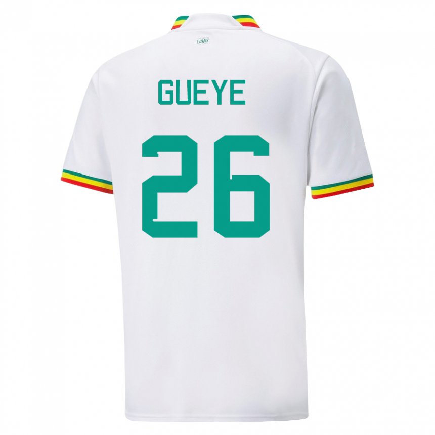 Mujer Camiseta Senegal Pape Gueye #26 Blanco 1ª Equipación 22-24 La Camisa