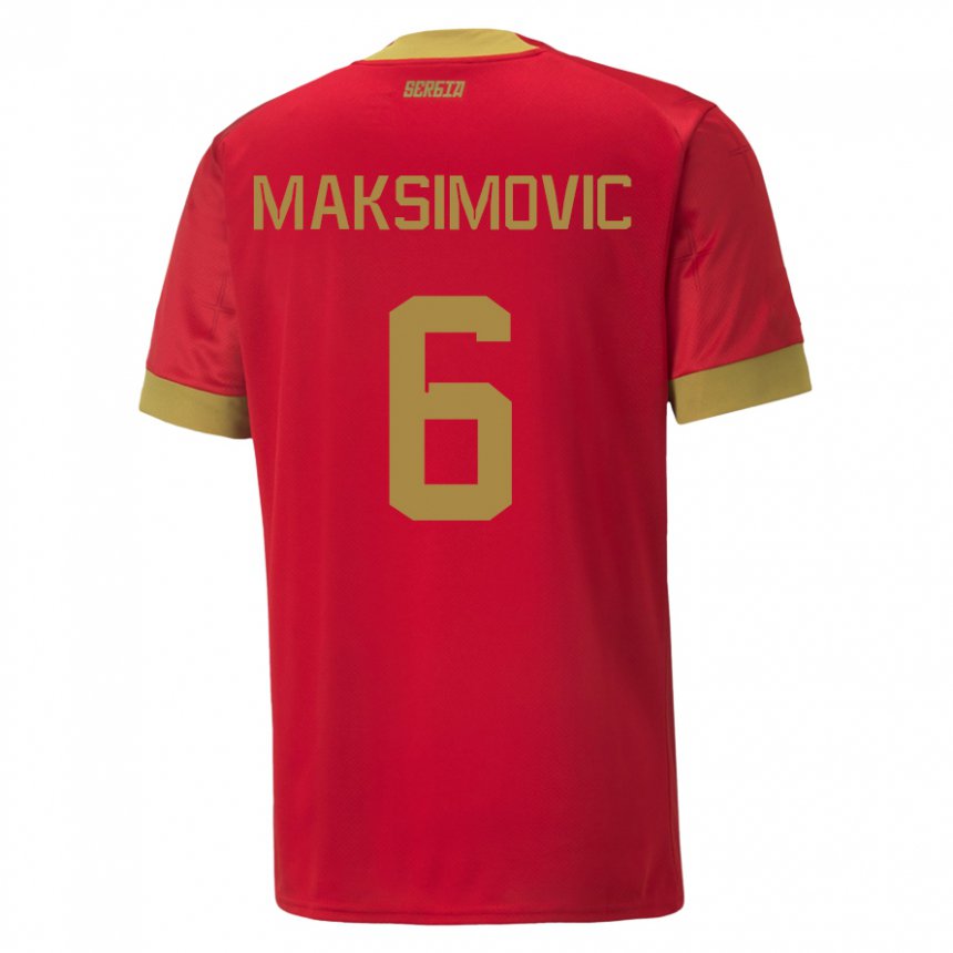 Mujer Camiseta Serbia Nemanja Maksimovic #6 Rojo 1ª Equipación 22-24 La Camisa