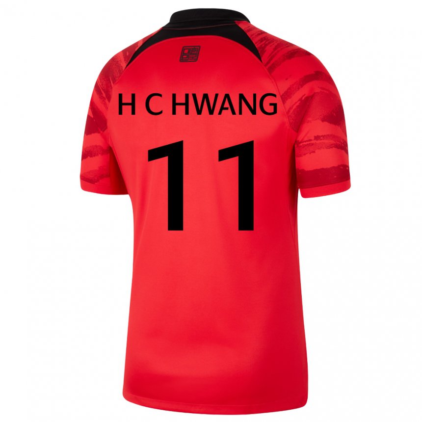Mujer Camiseta Corea Del Sur Hee-chan Hwang #11 Rojo Volver 1ª Equipación 22-24 La Camisa