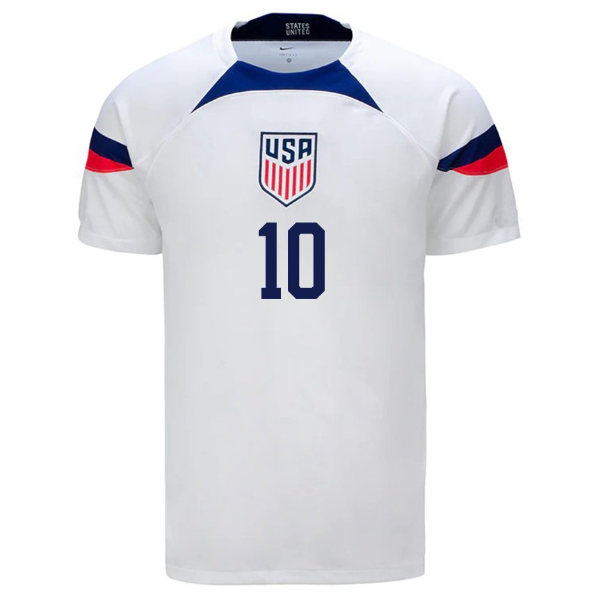 Mujer Camiseta Estados Unidos Christian Pulisic #10 Blanco 1ª Equipación 22-24 La Camisa