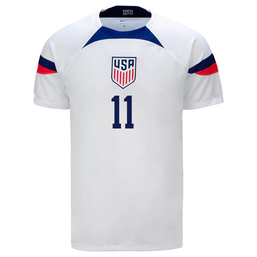 Mujer Camiseta Estados Unidos Brenden Aaronson #11 Blanco 1ª Equipación 22-24 La Camisa