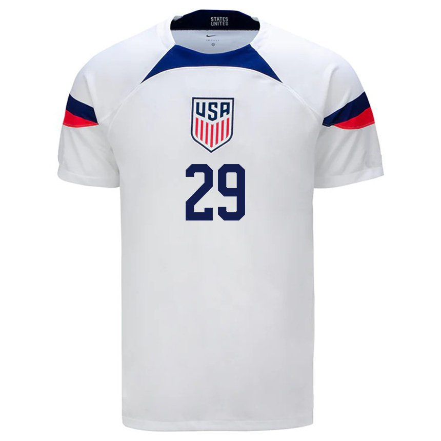 Mujer Camiseta Estados Unidos Joseph Scally #29 Blanco 1ª Equipación 22-24 La Camisa