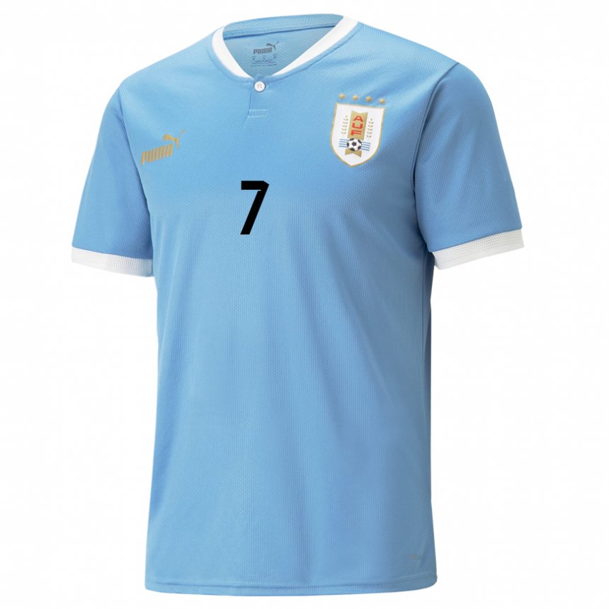 Mujer Camiseta Uruguay Nicolas De La Cruz #7 Azul 1ª Equipación 22-24 La Camisa
