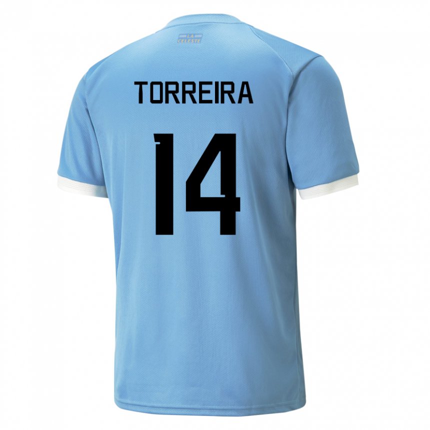 Mujer Camiseta Uruguay Lucas Torreira #14 Azul 1ª Equipación 22-24 La Camisa