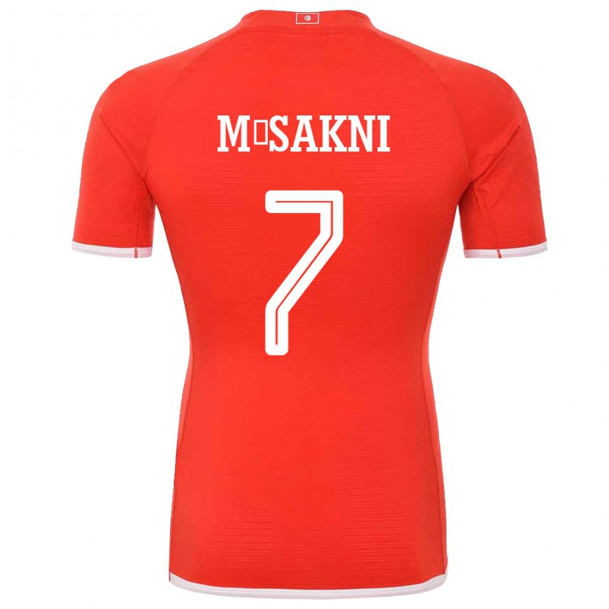 Mujer Camiseta Túnez Youssef M Sakni #7 Rojo 1ª Equipación 22-24 La Camisa