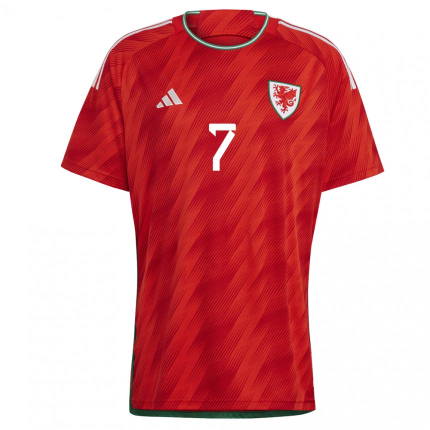 Mujer Camiseta Gales Dylan Levitt #7 Rojo 1ª Equipación 22-24 La Camisa