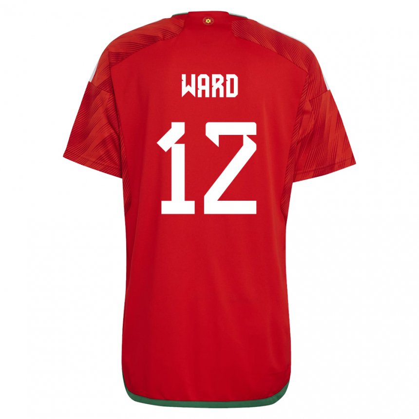Mujer Camiseta Gales Danny Ward #12 Rojo 1ª Equipación 22-24 La Camisa