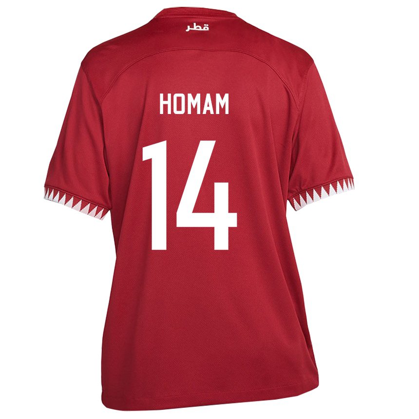 Mujer Camiseta Catar Homam Ahmed #14 Granate 1ª Equipación 22-24 La Camisa