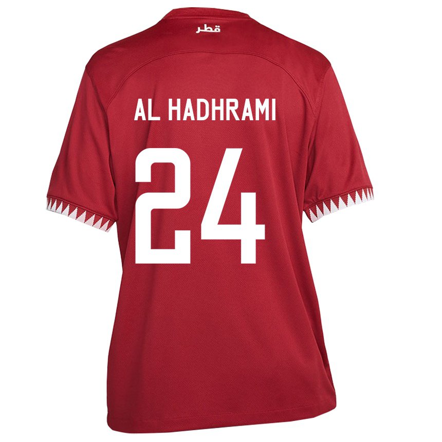 Mujer Camiseta Catar Naif Abdulraheem Al Hadhrami #24 Granate 1ª Equipación 22-24 La Camisa