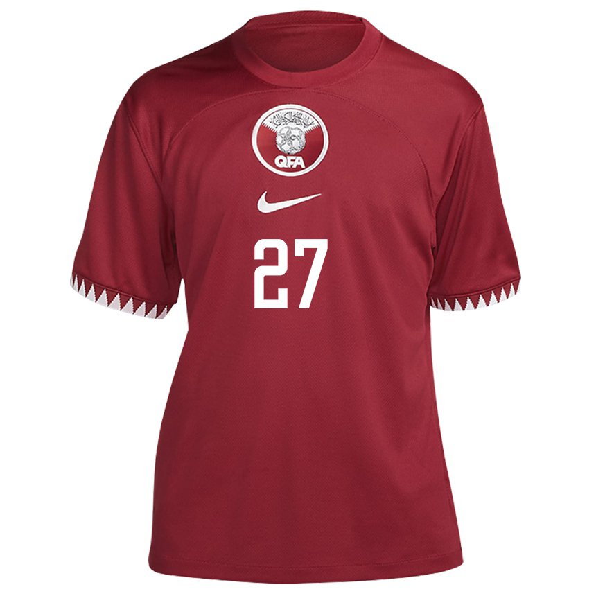 Mujer Camiseta Catar Ahmed Suhail #27 Granate 1ª Equipación 22-24 La Camisa