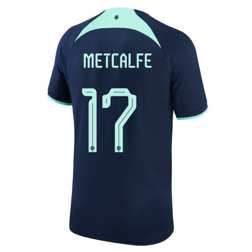 Mujer Camiseta Australia Connor Metcalfe #17 Azul Oscuro 2ª Equipación 22-24 La Camisa