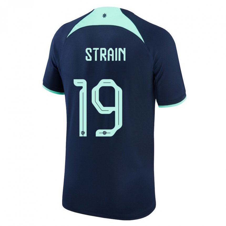 Mujer Camiseta Australia Ryan Strain #19 Azul Oscuro 2ª Equipación 22-24 La Camisa