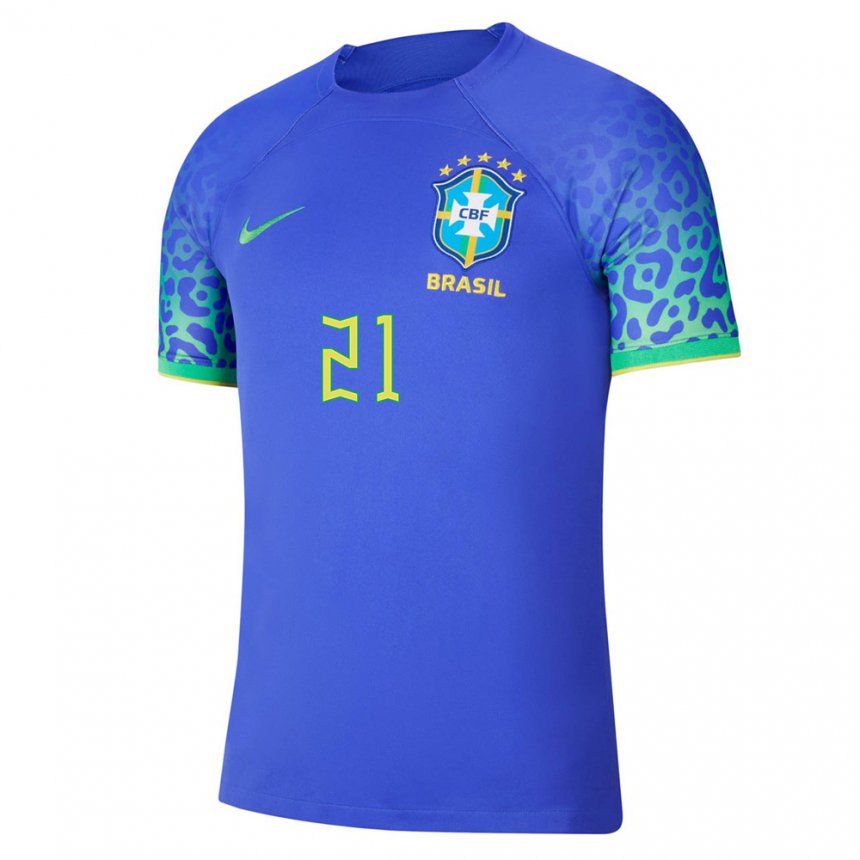 Mujer Camiseta Brasil Matheus Cunha #21 Azul 2ª Equipación 22-24 La Camisa