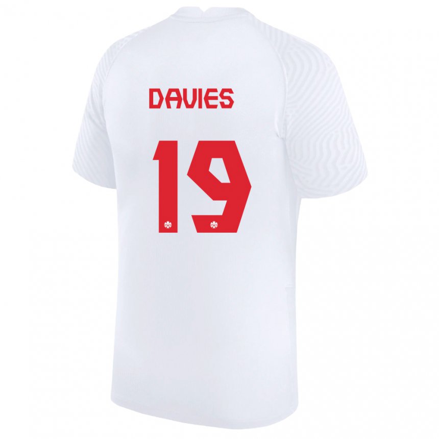 Mujer Camiseta Canadá Alphonso Davies #19 Blanco 2ª Equipación 22-24 La Camisa