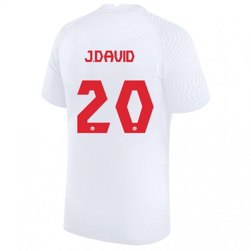 Mujer Camiseta Canadá Jonathan David #20 Blanco 2ª Equipación 22-24 La Camisa