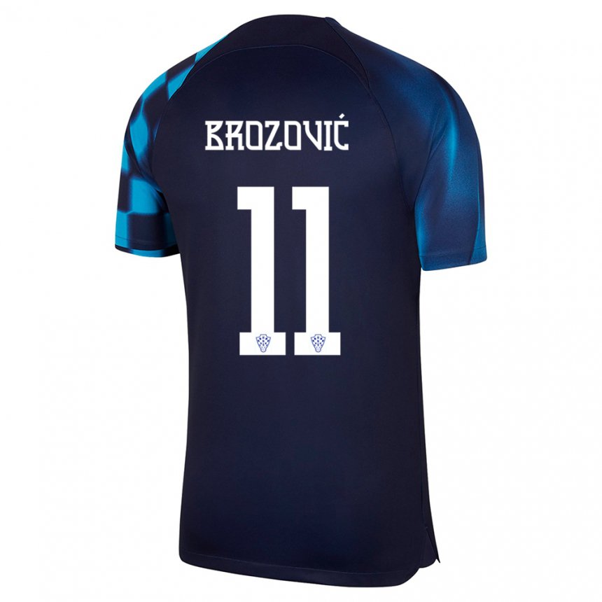Mujer Camiseta Croacia Marcelo Brozovic #11 Azul Oscuro 2ª Equipación 22-24 La Camisa