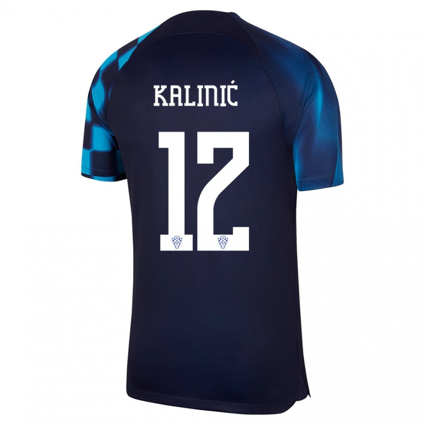 Mujer Camiseta Croacia Lovre Kalinic #12 Azul Oscuro 2ª Equipación 22-24 La Camisa