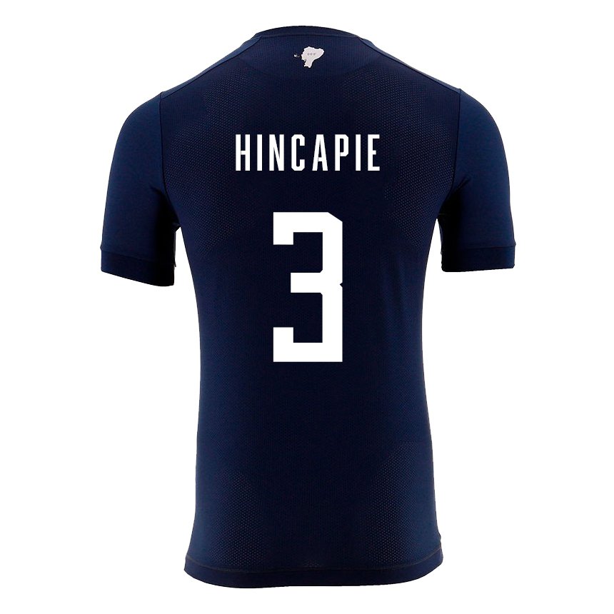 Mujer Camiseta Ecuador Piero Hincapie #3 Azul Marino 2ª Equipación 22-24 La Camisa