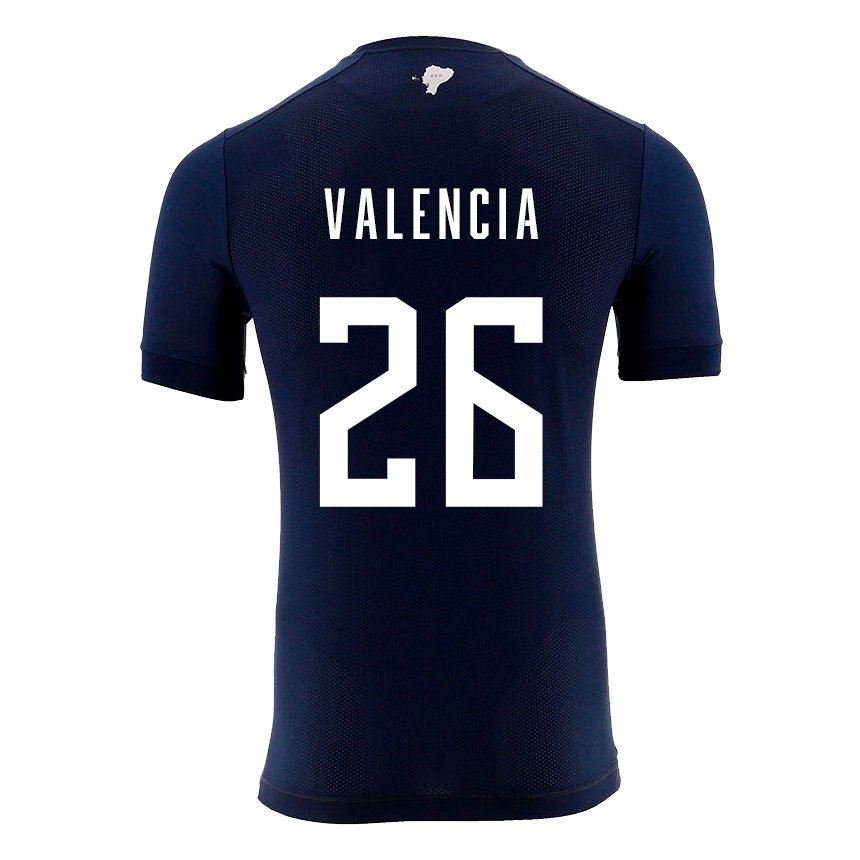 Mujer Camiseta Ecuador Anthony Valencia #26 Azul Marino 2ª Equipación 22-24 La Camisa