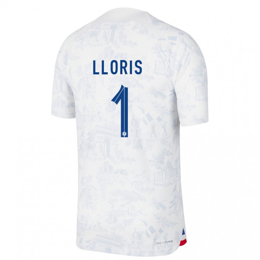 Mujer Camiseta Francia Hugo Lloris #1 Blanco Azul 2ª Equipación 22-24 La Camisa