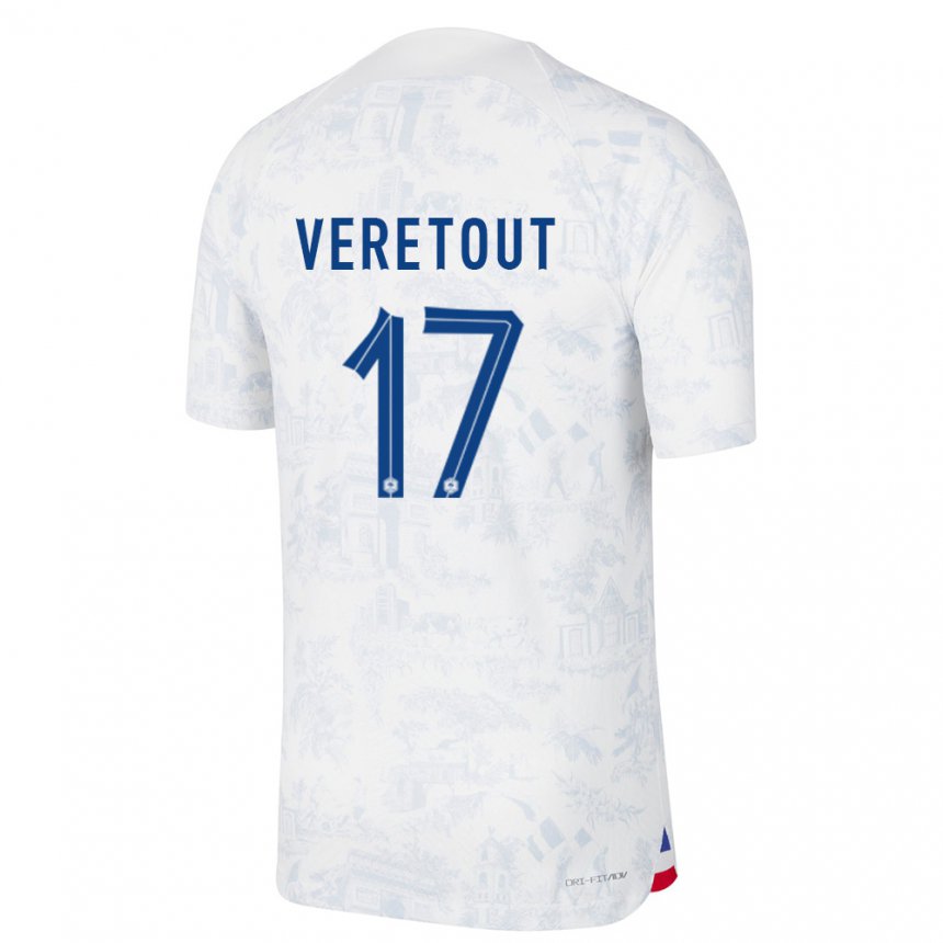 Mujer Camiseta Francia Jordan Veretout #17 Blanco Azul 2ª Equipación 22-24 La Camisa