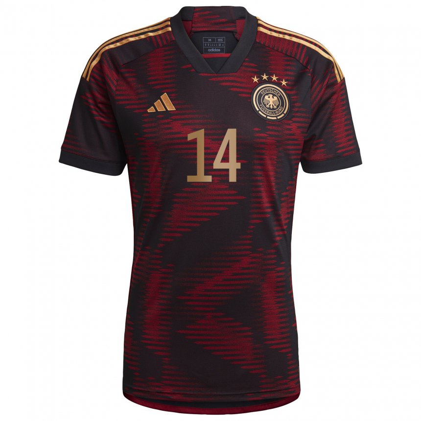 Mujer Camiseta Alemania Jamal Musiala #14 Granate Negro 2ª Equipación 22-24 La Camisa
