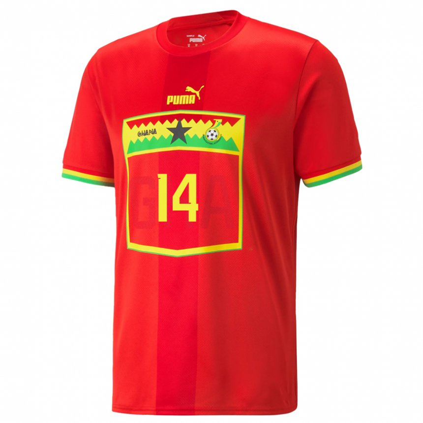 Mujer Camiseta Ghana Gideon Mensah #14 Rojo 2ª Equipación 22-24 La Camisa