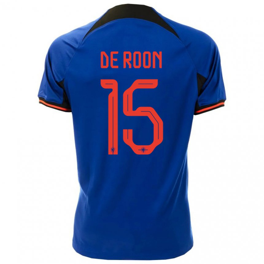 Mujer Camiseta Países Bajos Marten De Roon #15 Azul Real 2ª Equipación 22-24 La Camisa
