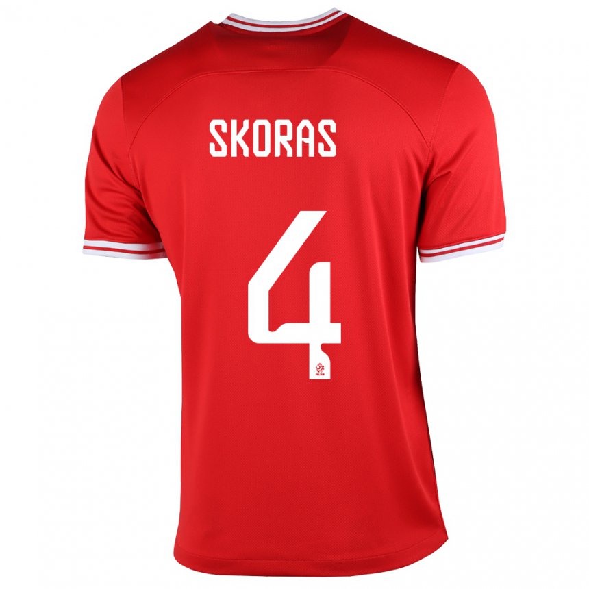 Mujer Camiseta Polonia Michal Skoras #4 Rojo 2ª Equipación 22-24 La Camisa