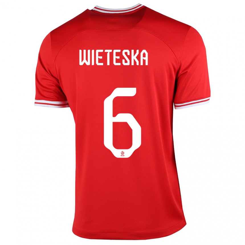 Mujer Camiseta Polonia Mateusz Wieteska #6 Rojo 2ª Equipación 22-24 La Camisa