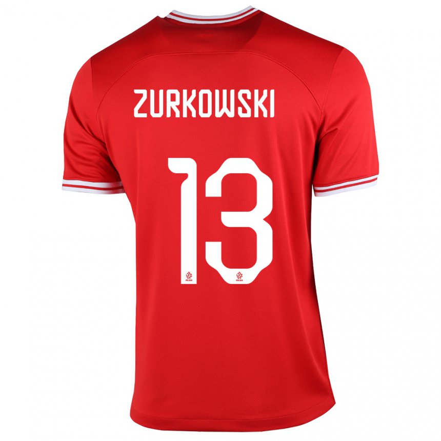 Mujer Camiseta Polonia Szymon Zurkowski #13 Rojo 2ª Equipación 22-24 La Camisa