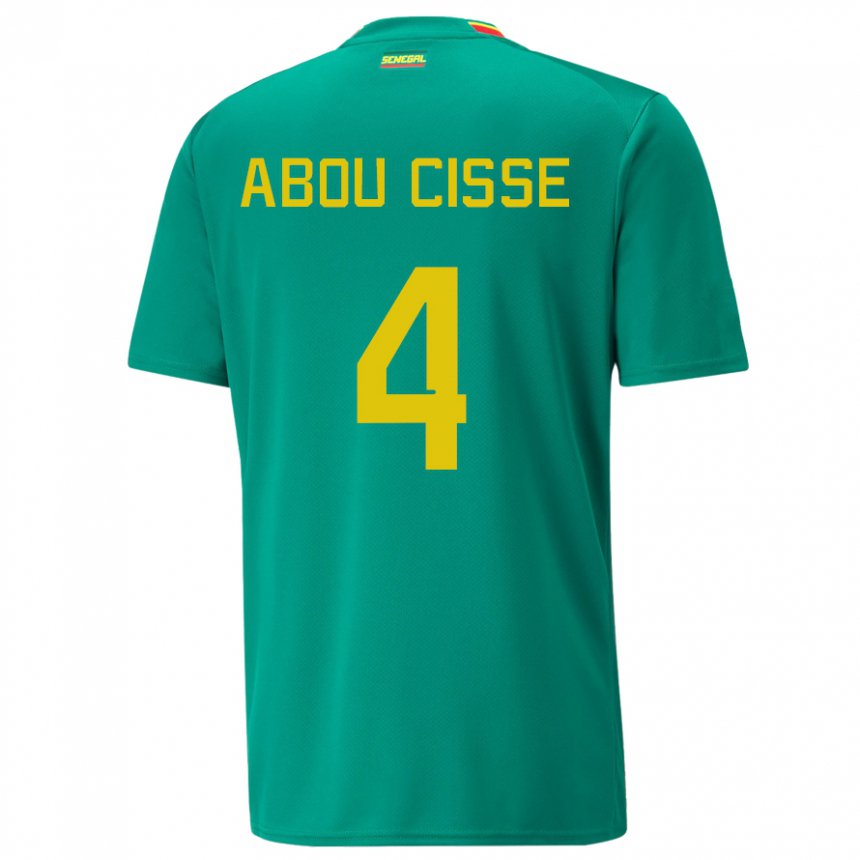 Mujer Camiseta Senegal Pape Abou Cisse #4 Verde 2ª Equipación 22-24 La Camisa