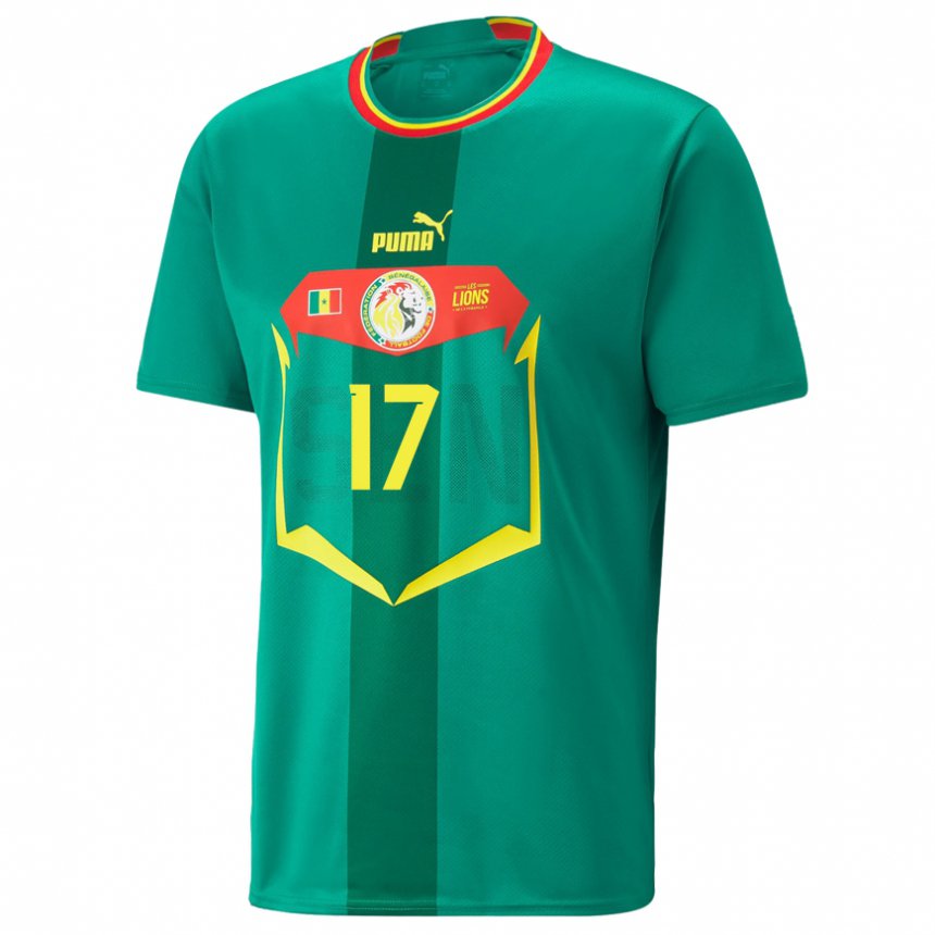 Mujer Camiseta Senegal Pape Matar Sarr #17 Verde 2ª Equipación 22-24 La Camisa