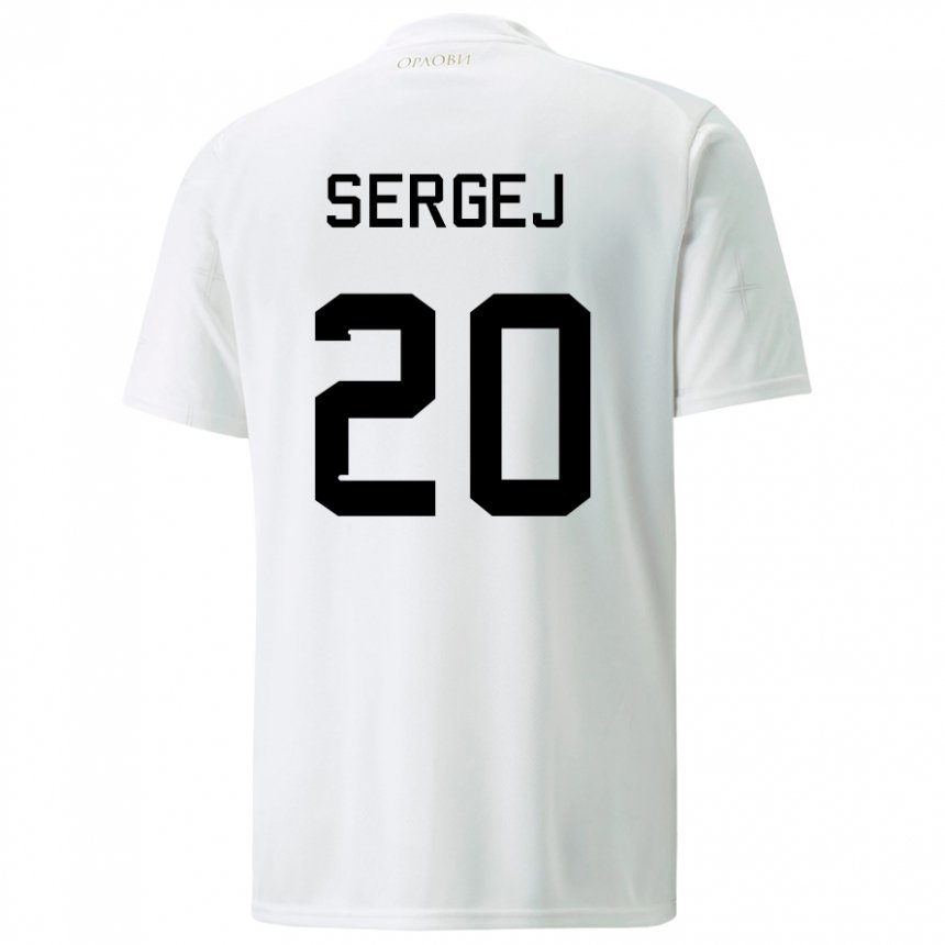 Mujer Camiseta Serbia Sergej Milinkovic-savic #20 Blanco 2ª Equipación 22-24 La Camisa