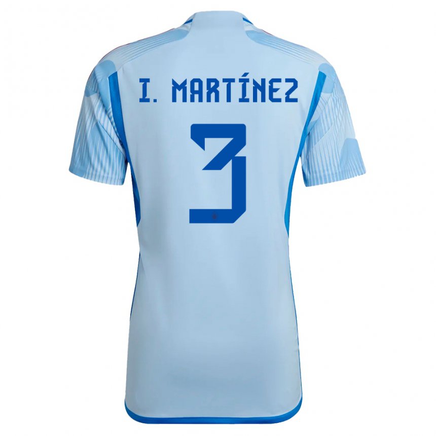 Mujer Camiseta España Inigo Martinez #3 Cielo Azul 2ª Equipación 22-24 La Camisa