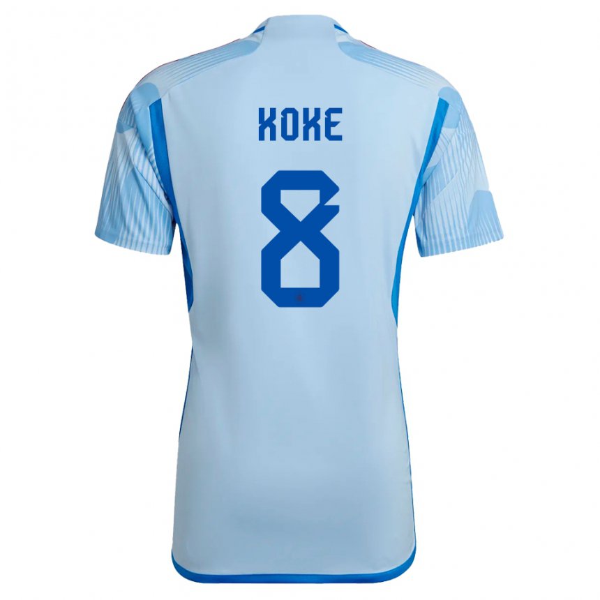 Mujer Camiseta España Koke #8 Cielo Azul 2ª Equipación 22-24 La Camisa