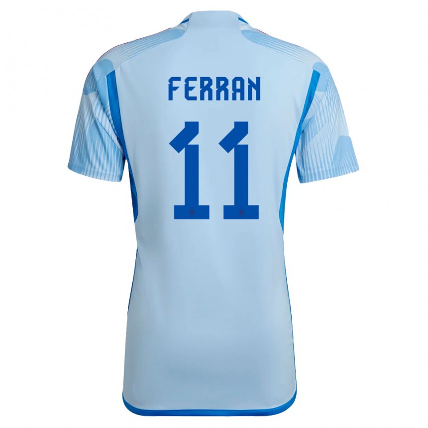 Mujer Camiseta España Ferran Torres #11 Cielo Azul 2ª Equipación 22-24 La Camisa