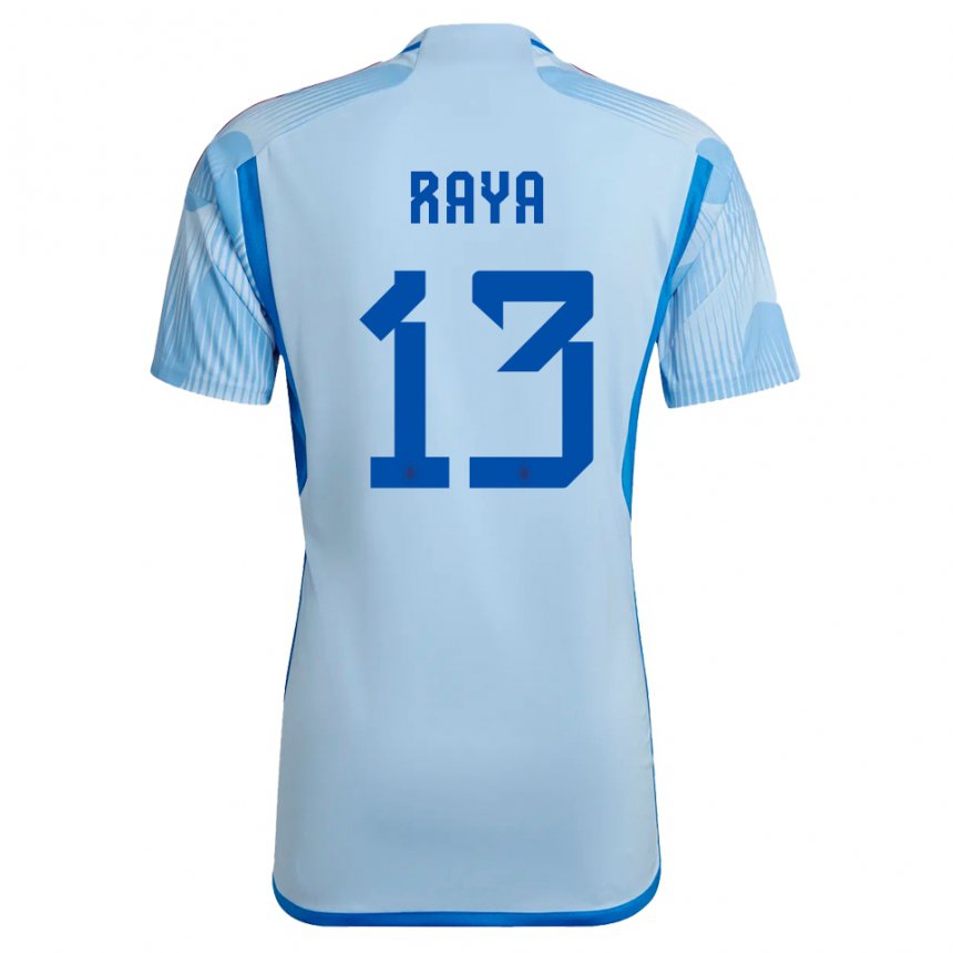 Mujer Camiseta España David Raya #13 Cielo Azul 2ª Equipación 22-24 La Camisa