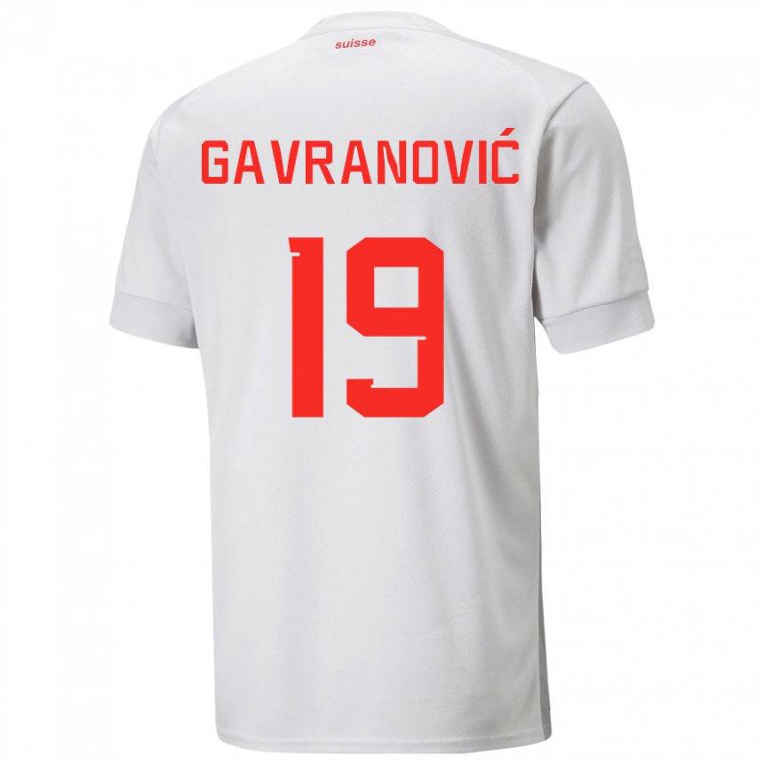 Mujer Camiseta Suiza Mario Gavranovic #19 Blanco 2ª Equipación 22-24 La Camisa