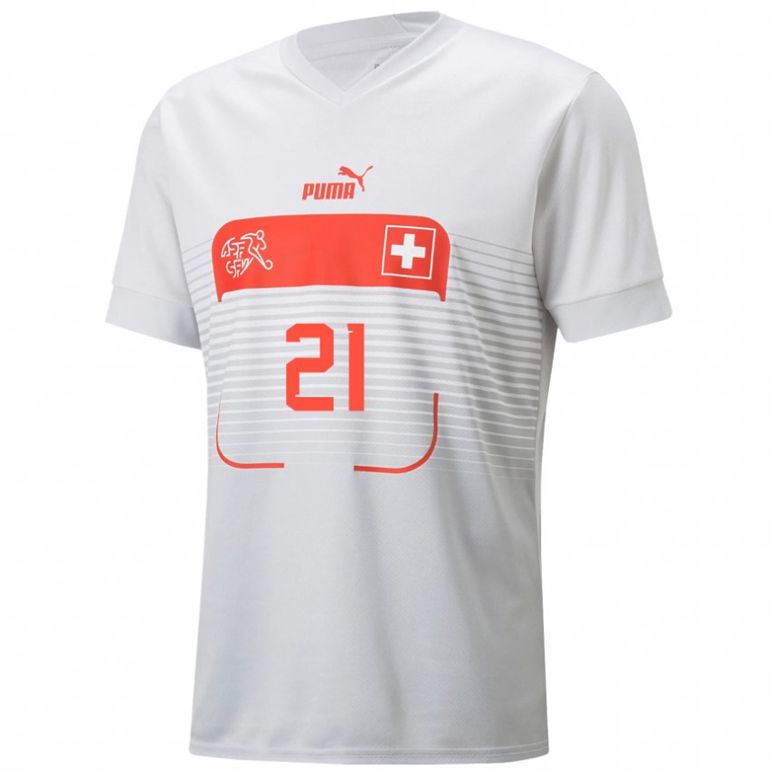 Mujer Camiseta Suiza Jonas Omlin #21 Blanco 2ª Equipación 22-24 La Camisa