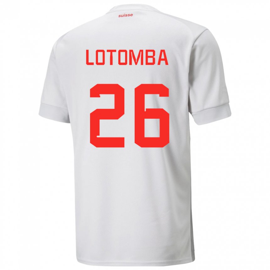 Mujer Camiseta Suiza Jordan Lotomba #26 Blanco 2ª Equipación 22-24 La Camisa