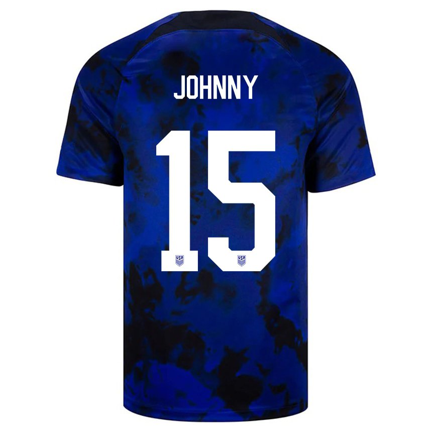 Mujer Camiseta Estados Unidos Johnny #15 Azul Real 2ª Equipación 22-24 La Camisa