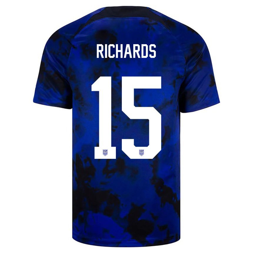 Mujer Camiseta Estados Unidos Chris Richards #15 Azul Real 2ª Equipación 22-24 La Camisa